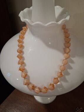 Peach Tulip Bud Necklace